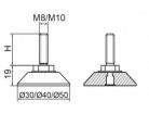 Állítható láb Ø 30mm méretű talppal, M10x40-es szárral. Kiszerelés: 100 db