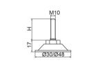 Horganyzott acél állítható láb Ø 48mm méretű talppal, M10x50-es szárral. Kiszerelés: 100 db