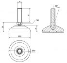 Állítható csuklós láb Ø 60mm méretű talppal, M12x100-as szárral. Kiszerelés: 50 db
