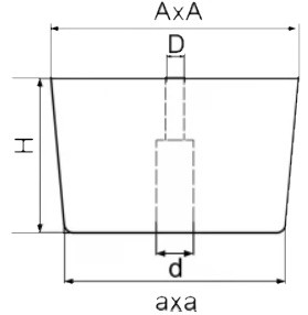 Műanyag bútorláb (kúpos négyzet) 100x100 mm méretben. Kiszerelés: 100 db
