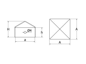 Nyersacél oszlopsapka 30x30 mm oszlopokra. Kiszerelés: 100 db