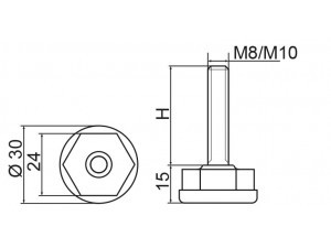 Állítható láb Ø 30mm méretű talppal, M10x25-ös szárral. Kiszerelés: 100 db
