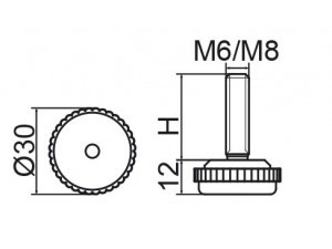 Állítható láb Ø 30mm méretű talppal, M6x45-ös szárral. Kiszerelés: 100 db