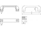 Műanyag fogantyú I=94 mm, Ø 6,5 mm átmenő furattal. Kiszerelés: 100 db