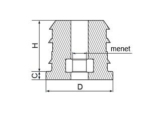 Csődugó M10 menetes anyával, Ø 40mm. Kiszerelés: 100 db